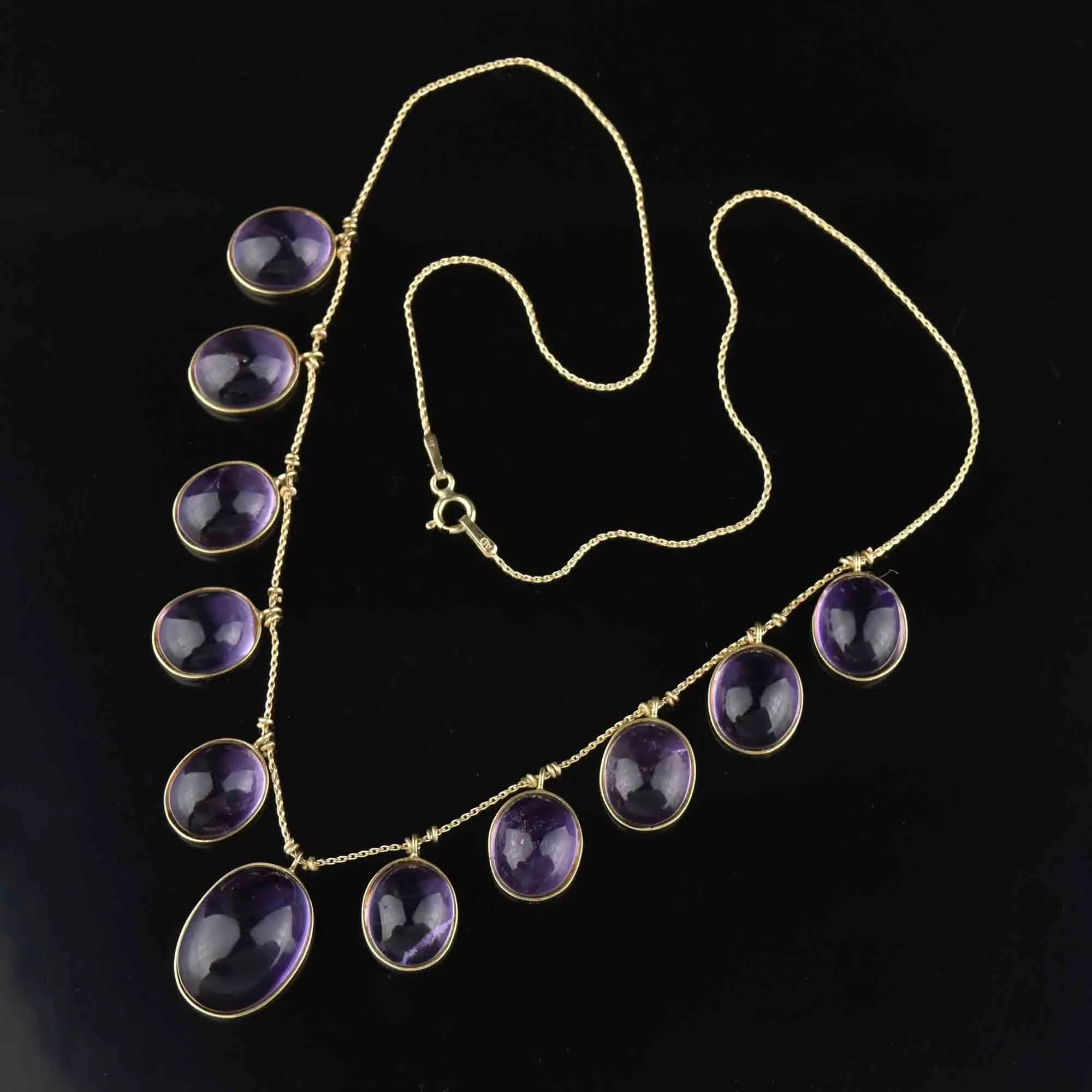 Vintage 14K Gold 70 CTW Amethyst Fringe Necklace