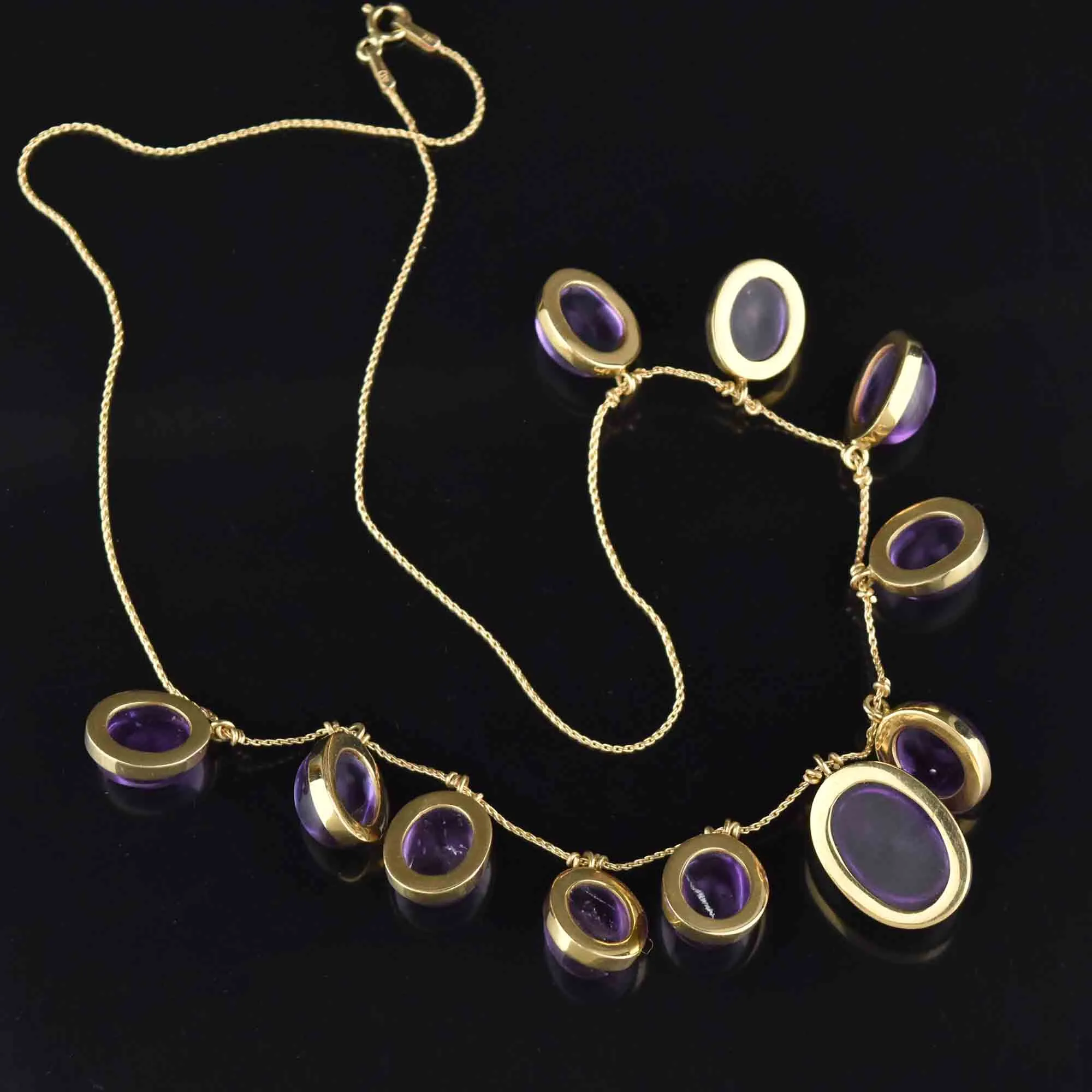 Vintage 14K Gold 70 CTW Amethyst Fringe Necklace