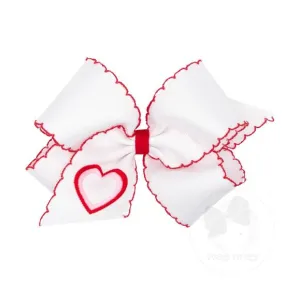 Wee Ones Bows - King - Moonstiched White Embroidered Heart