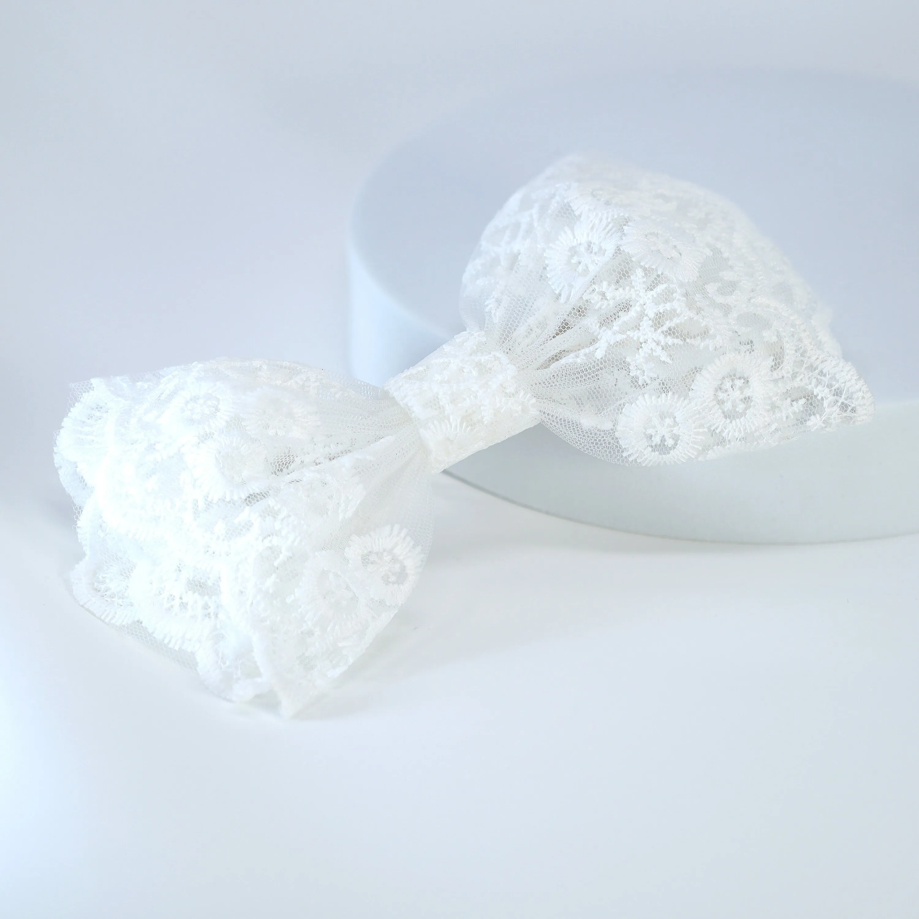 White Lace Floral Embroidered Blossom Bow Bridal French Hair Clip, Bridesmaid Gift, Wedding Hair Accessory, Large Hair Clip.