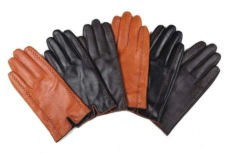 Winter Men's Genuine Leather Gloves  New Brand Touch Screen Gloves Fashion Warm Black Gloves Goatskin Mittens GSM012