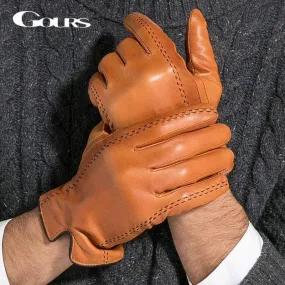 Winter Men's Genuine Leather Gloves  New Brand Touch Screen Gloves Fashion Warm Black Gloves Goatskin Mittens GSM012