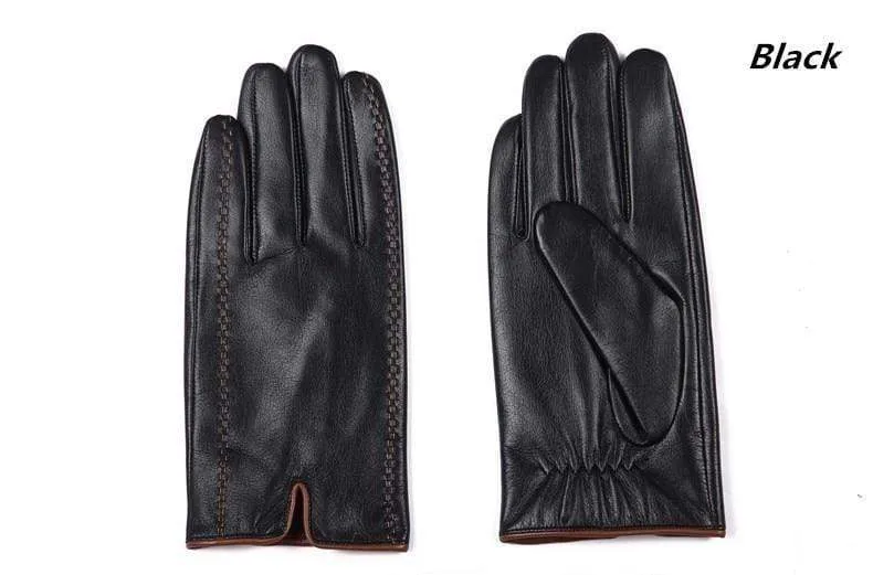 Winter Men's Genuine Leather Gloves  New Brand Touch Screen Gloves Fashion Warm Black Gloves Goatskin Mittens GSM012