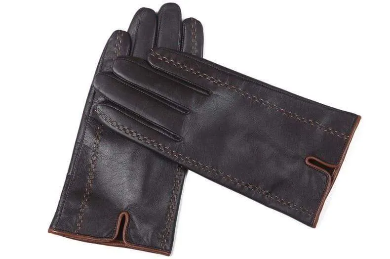 Winter Men's Genuine Leather Gloves  New Brand Touch Screen Gloves Fashion Warm Black Gloves Goatskin Mittens GSM012